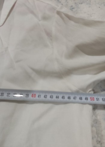 40 Beden beyaz Renk Düğmeli Beyaz Keten Midi Kadın Gömlek