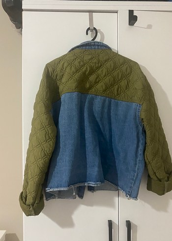 Düğmeli Yeşil Mavi Kadın Denim Ceket - Görsel 3