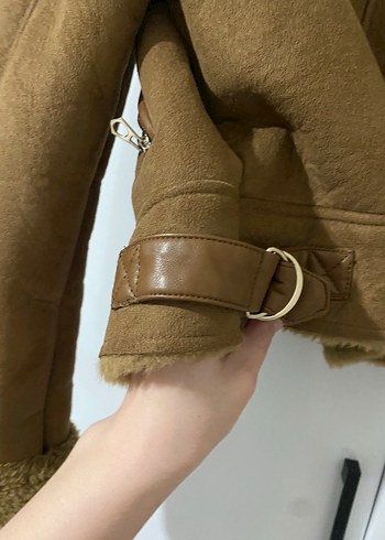 Kahverengi Süet Kürklü Kadın Ceket - Görsel 4