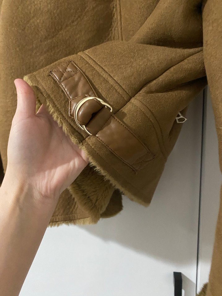 Kahverengi Süet Kürklü Kadın Ceket - Görsel 5