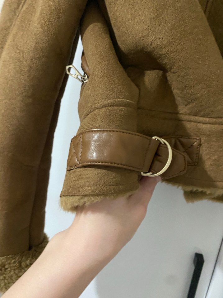 Kahverengi Süet Kürklü Kadın Ceket - Görsel 4