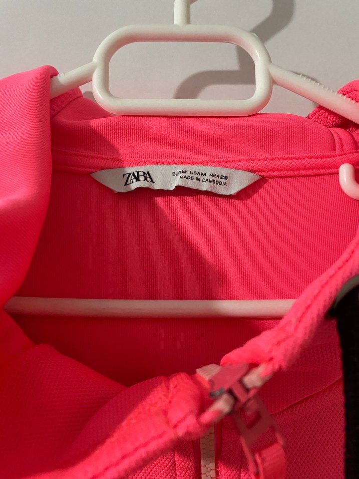 Fermuarlı Kapüşonlu Kısa Pembe Sweatshirt - Görsel 3