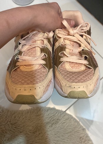 Bej Platform Topuklu Bağcıklı Kadın Spor Ayakkabı - Görsel 3