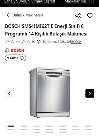 Bosch 14 Kişilik Bulaşık Makinesi, 6 Programlı, Gri