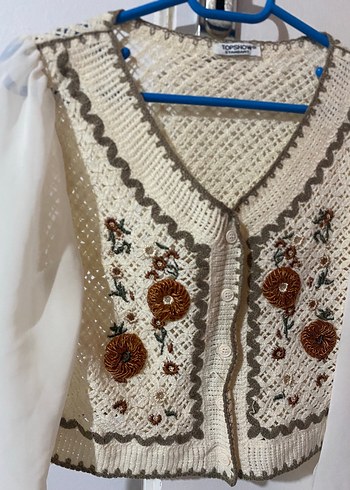 Nakışlı Bohem Örgü Hırka - Görsel 4