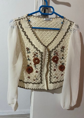 Nakışlı Bohem Örgü Hırka - Görsel 2