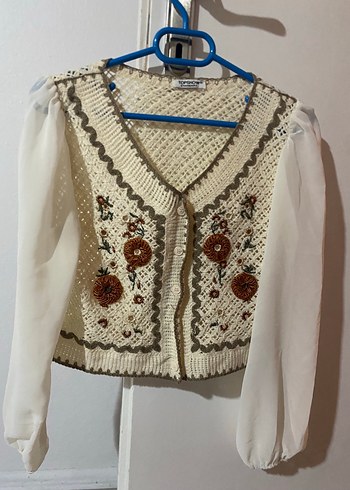 Nakışlı Bohem Örgü Hırka - Görsel 3