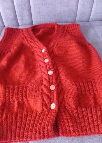 Kız ve erkek Çocuk turuncu V Yaka Örgü Süveter - Görsel 3