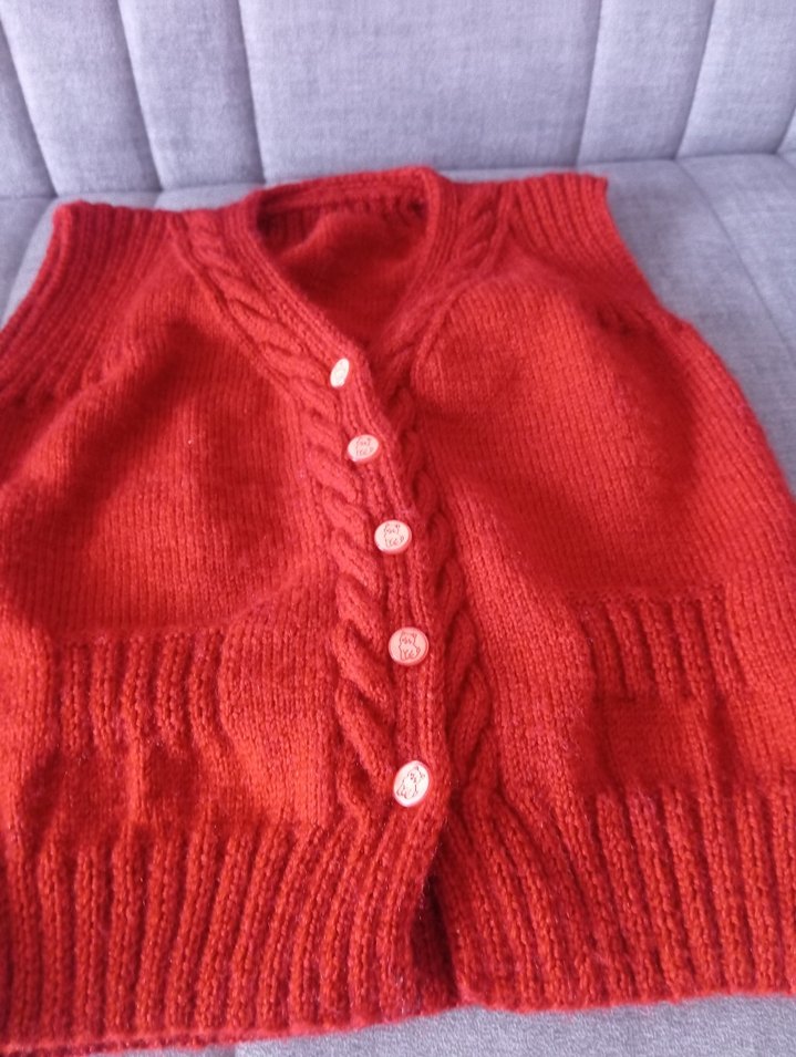 Kız ve erkek Çocuk turuncu V Yaka Örgü Süveter - Görsel 3