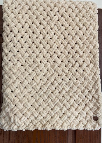 Bebek Örgü Beyaz Battaniye - Görsel 5