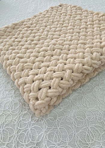 Bebek Örgü Beyaz Battaniye - Görsel 3