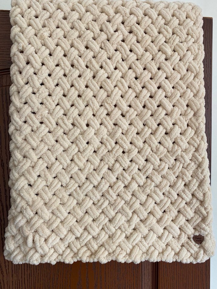 Bebek Örgü Beyaz Battaniye - Görsel 5