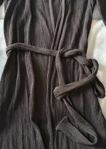 Siyah Uzun Kollu Rahat Kadın Sabahlık / Beachde de kullanılır - Görsel 3