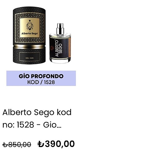 Diğer Alberto Sego Armani Acqua Di Gio Profondo