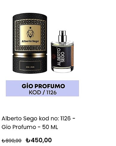 Diğer Alberto Sego Armani Acqua Di Gio Profumo