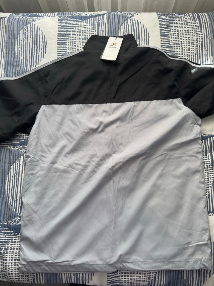 Gri Mavi Uzun Kollu Spor Yağmurluk - Görsel 3