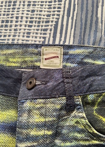 Erkek Çok Renkli Batik Desenli Denim Şort - Görsel 2