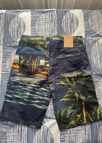 Erkek Çok Renkli Batik Desenli Denim Şort - Görsel 3