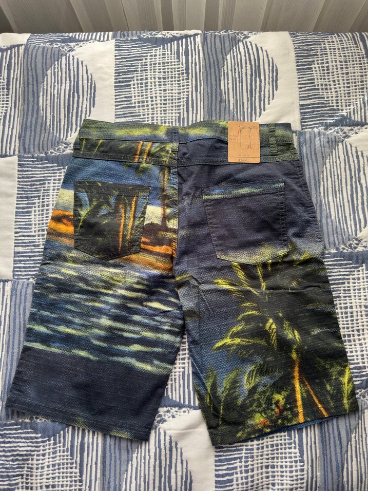 Erkek Çok Renkli Batik Desenli Denim Şort - Görsel 3