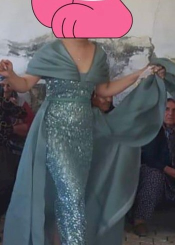 Gri Drapeli Uzun Abiye Elbise - Görsel 2