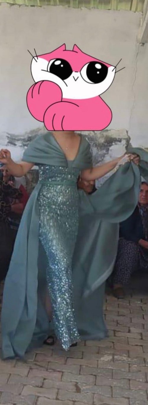 Gri Drapeli Uzun Abiye Elbise - Görsel 2