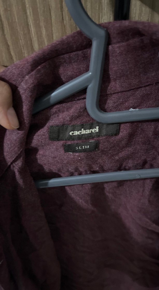 Bordo Keten Düğmeli erkek Gömlek - Görsel 2