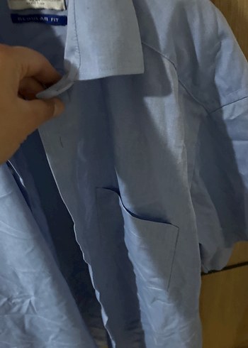 Mavi Kısa Kollu Erkek Gömlek - Görsel 4