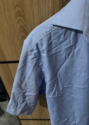 Mavi Kısa Kollu Erkek Gömlek - Görsel 3