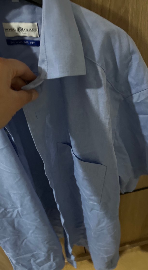 Mavi Kısa Kollu Erkek Gömlek - Görsel 4