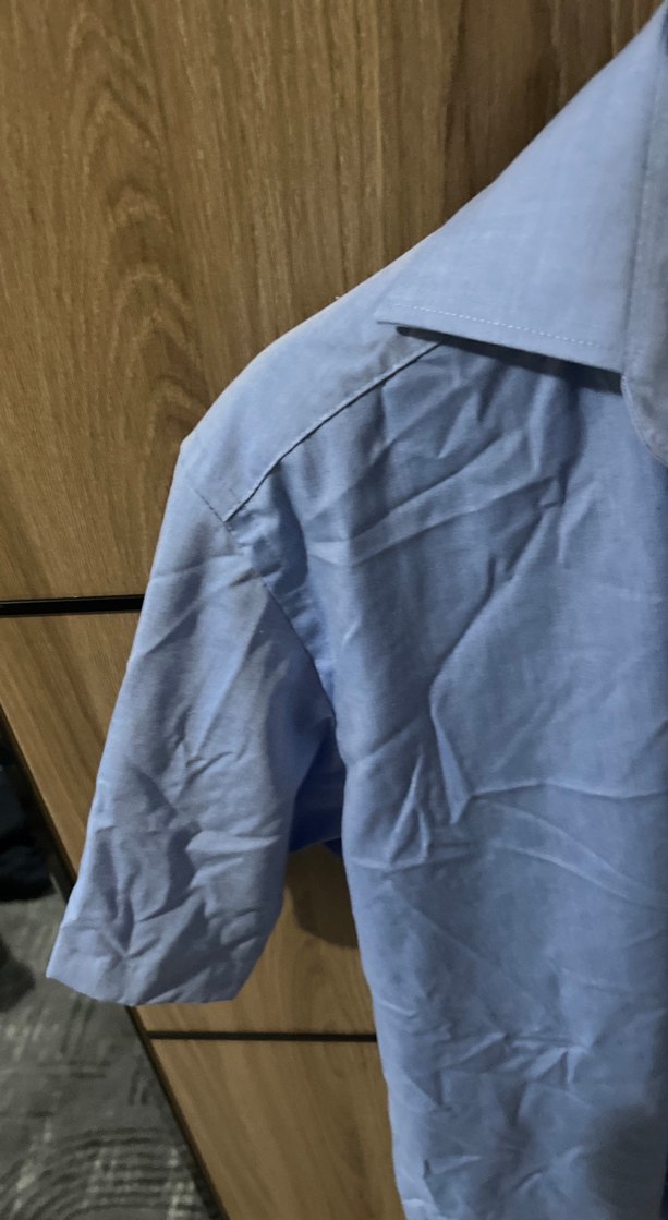 Mavi Kısa Kollu Erkek Gömlek - Görsel 3