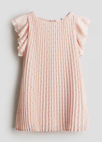H&M H&M Pembe Piliseli Kız Elbisesi Nakışlı