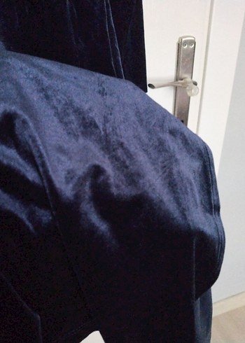 m Beden mavi Renk Kadın Lacivert V Yakalı Uzun Kollu Elbise