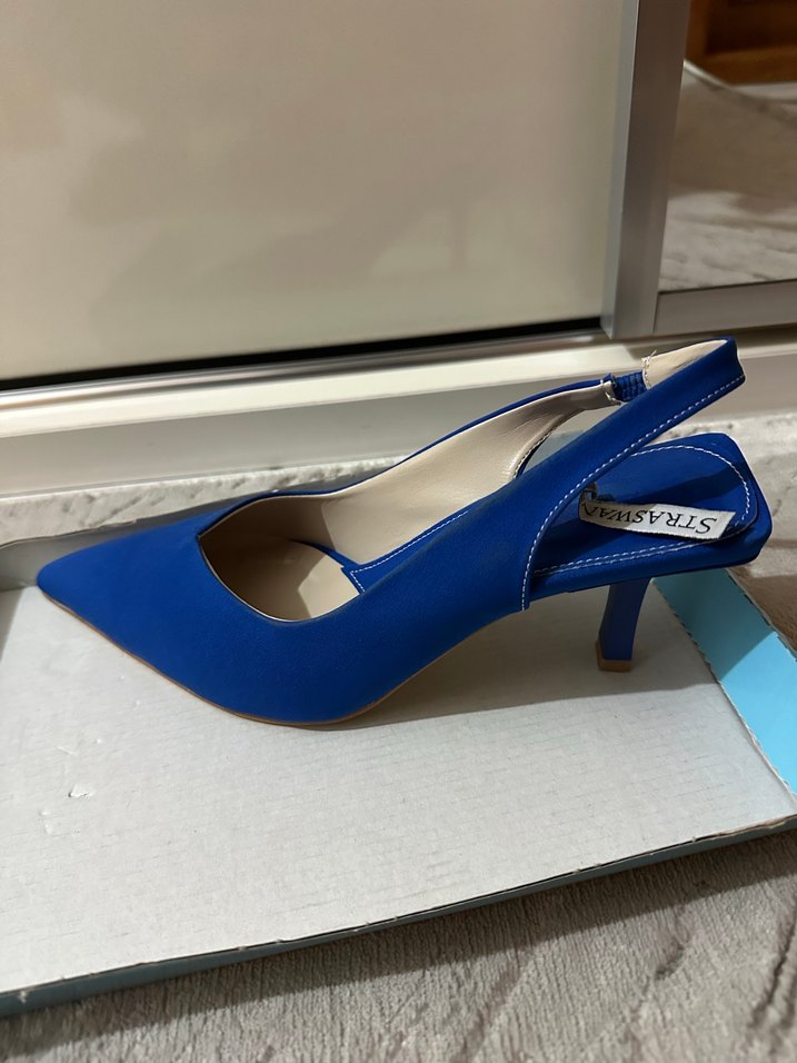 Mavi-Lacivert  İnce Topuklu Kadın Ayakkabı - Görsel 4