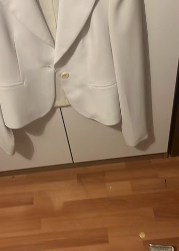 Kadın Beyaz Denim Blazer - Normal Boy - Görsel 3