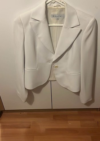 Kadın Beyaz Denim Blazer - Normal Boy - Görsel 2