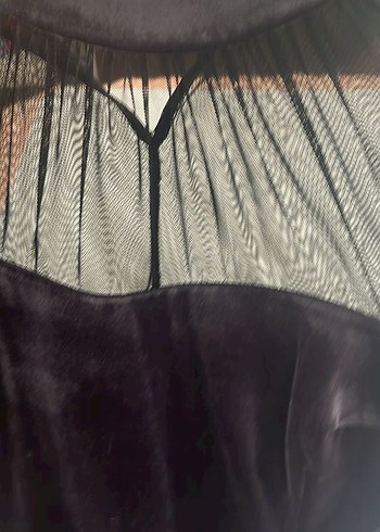 Gri Transparan Detaylı Uzun Kollu Kalem Elbise - Görsel 6