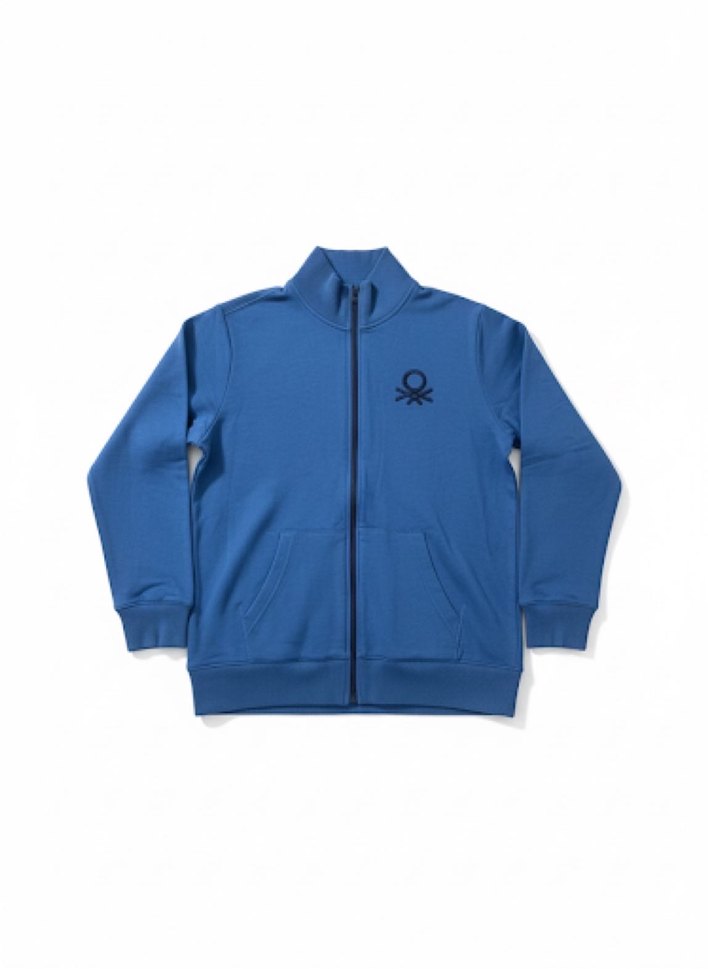 Erkek Parlak Mavi Fermuarlı Sweatshirt - Görsel 2