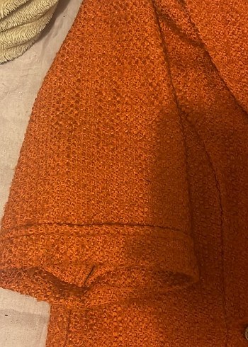 Turuncu Kısa Kollu Kruvaze Kaban - Görsel 7