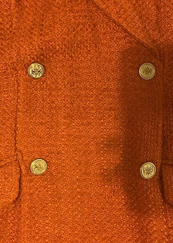 Turuncu Kısa Kollu Kruvaze Kaban - Görsel 4