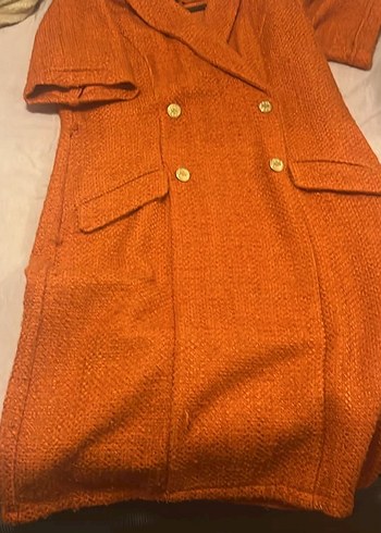 Turuncu Kısa Kollu Kruvaze Kaban - Görsel 5