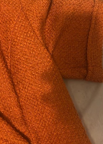 Turuncu Kısa Kollu Kruvaze Kaban - Görsel 8