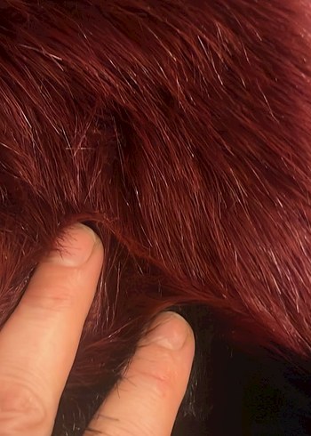 Bordo Siyah Çizgili Suni Kürk Şal - Görsel 5