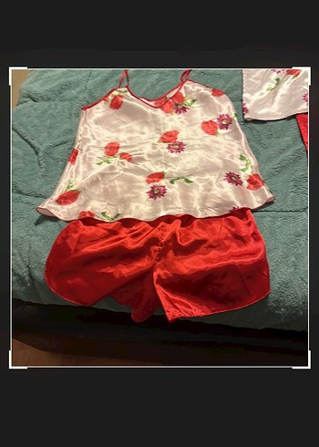 Kırmızı Vintage Bohem Kadın Pijama Takımı - Görsel 2