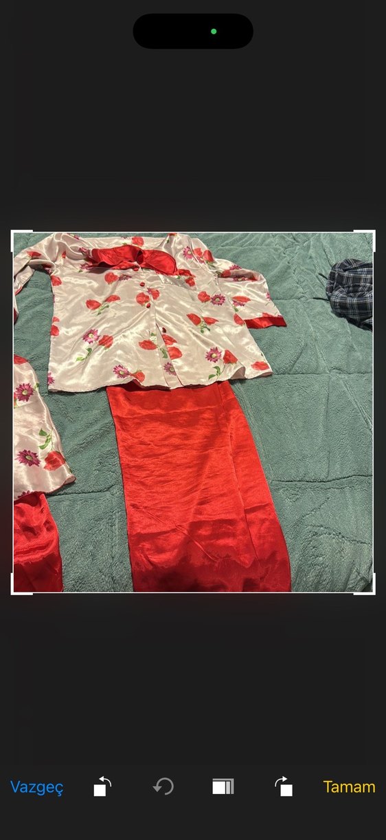 Kırmızı Vintage Bohem Kadın Pijama Takımı - Görsel 3