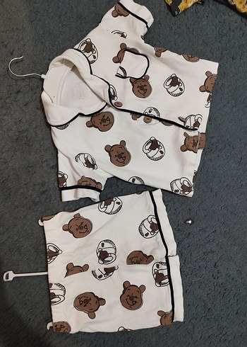 Kısa Kollu, Baskılı çocuk bebek Pijama Takımı