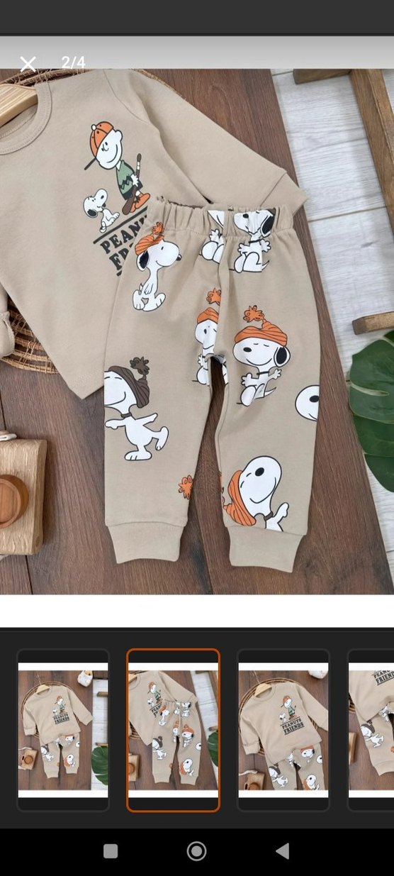 Uzun Kollu Kahverengi Baskılı Bebek Takımı - Görsel 2