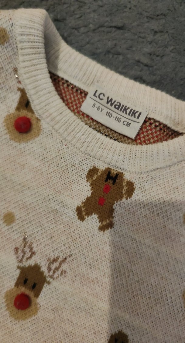 Kız Çocuk Baskılı Uzun Kollu Kazak - Görsel 4