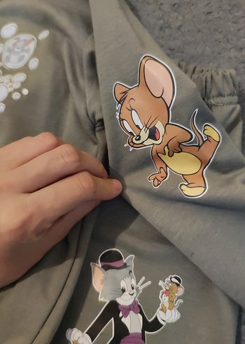 Nakışlı Gri Kız erkek Çocuk Eşofman Takımı - Görsel 4