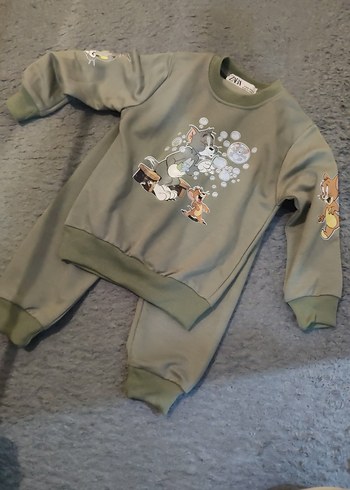 Nakışlı Gri Kız erkek Çocuk Eşofman Takımı - Görsel 11