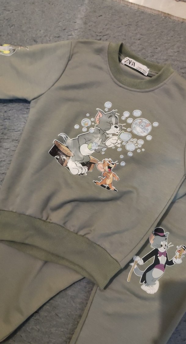 Nakışlı Gri Kız erkek Çocuk Eşofman Takımı - Görsel 2